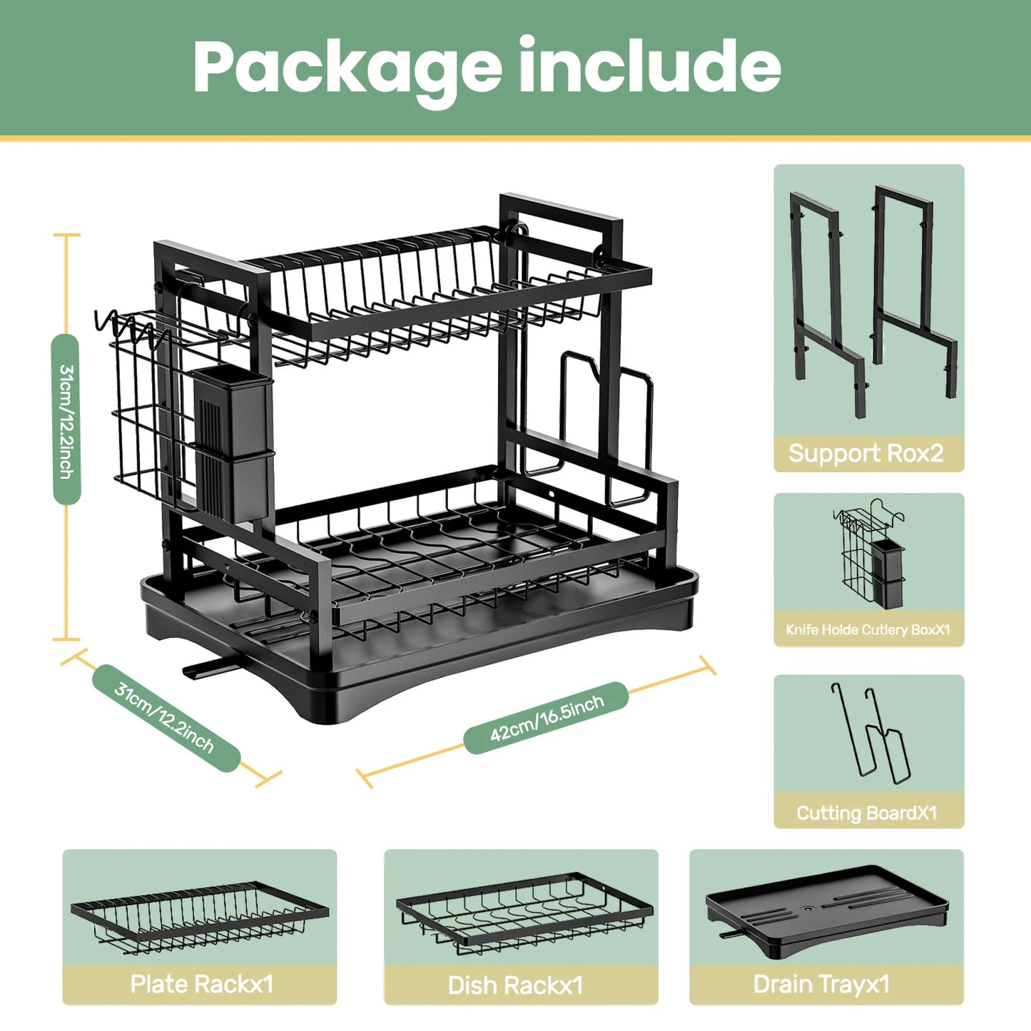 2-Tier Rustproof Dish Drainer Rack – Dry Smarter, Not Harder