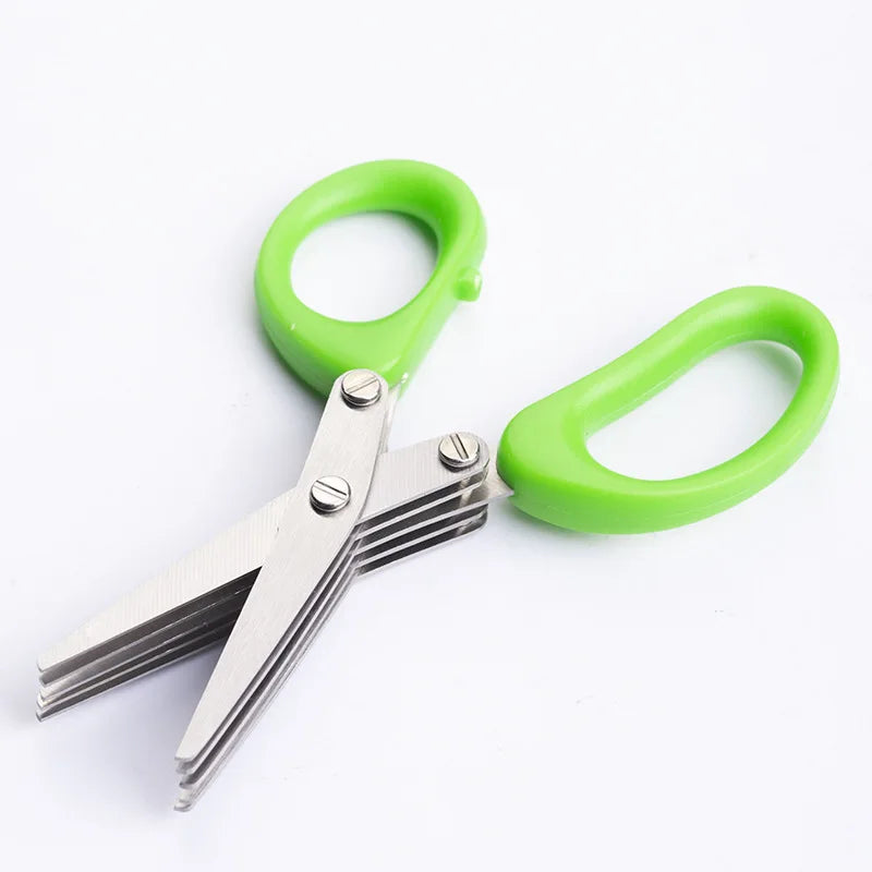Stainless Steel 3/5 Layer Kitchen Scissors Pepper Herb Scissors Shredded Chopped Scallion Cutter Laser Cut Cooking Tool