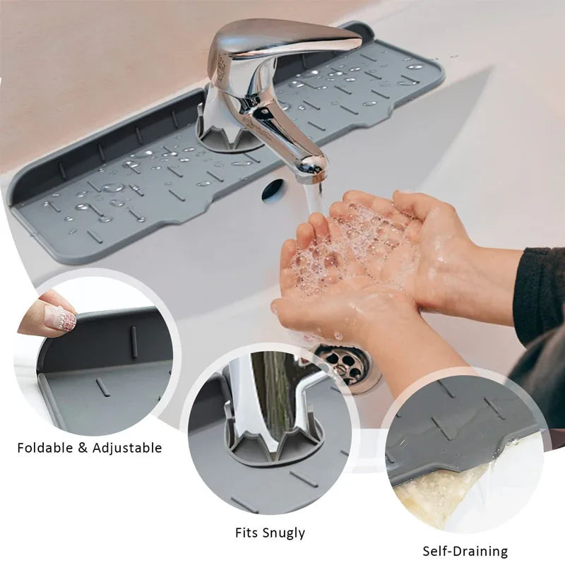 Kitchen Silicone Faucet Absorbent Mat Sink Splash Guard Drain Pad Quick Dry Countertop Protector for Bathroom Kitchen Gadgets