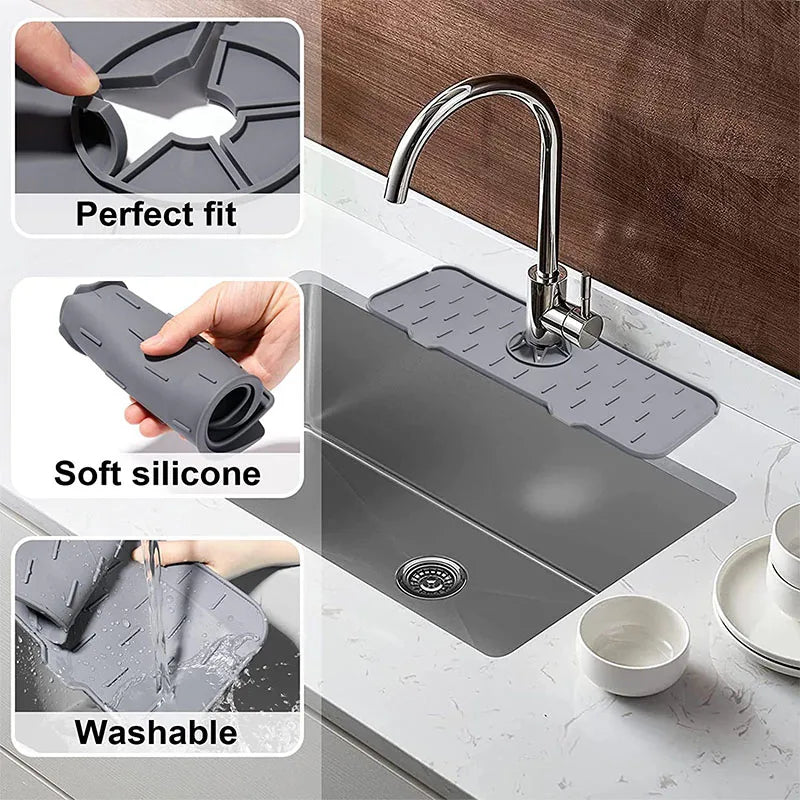 Kitchen Silicone Faucet Absorbent Mat Sink Splash Guard Drain Pad Quick Dry Countertop Protector for Bathroom Kitchen Gadgets