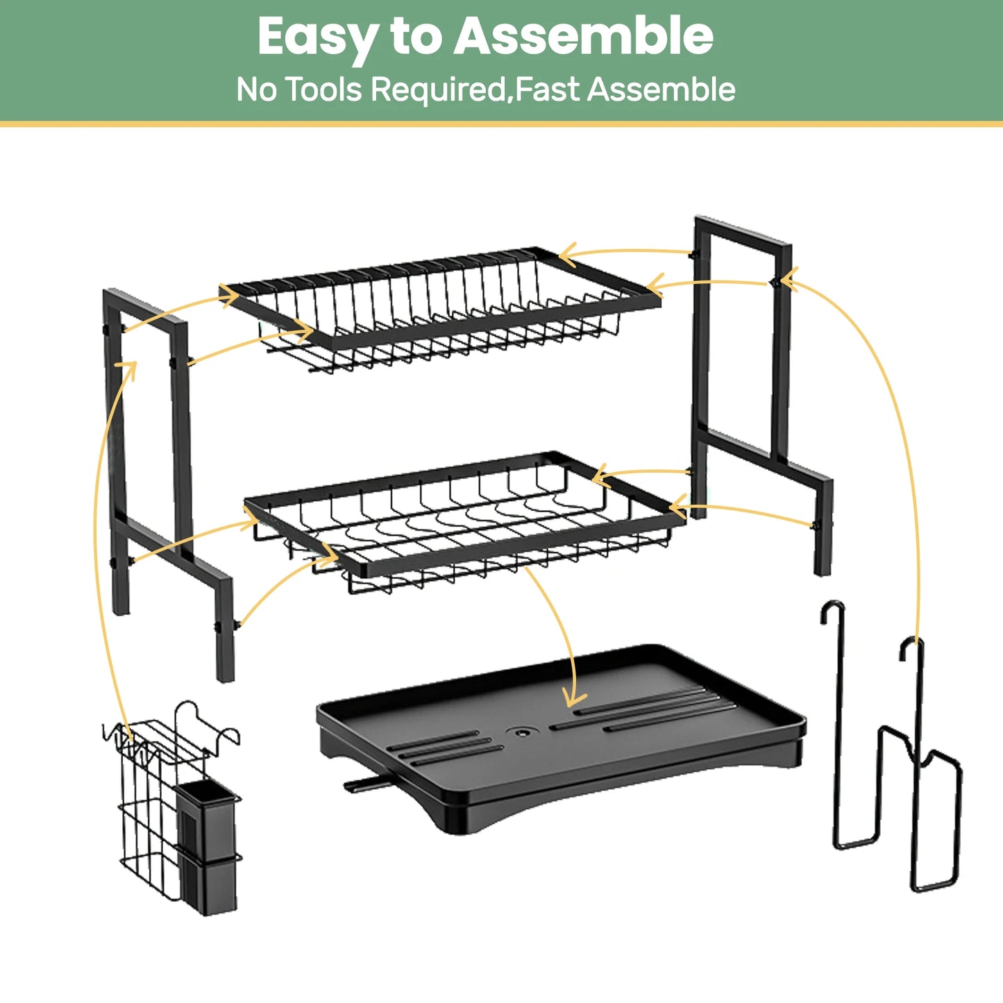 2-Tier Rustproof Dish Drainer Rack – Dry Smarter, Not Harder