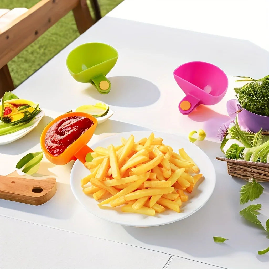 4pcs Plastic Dip Clip Bowl Set, Colorful, Durable PP, Ideal for Chips, Sauces & Veggies, Perfect for Outdoor Leisure