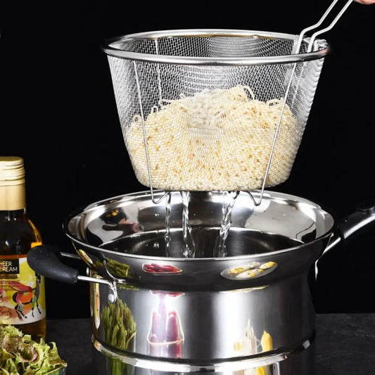🍳 Stainless Steel Deep Fryer Pot with Basket & Steamer