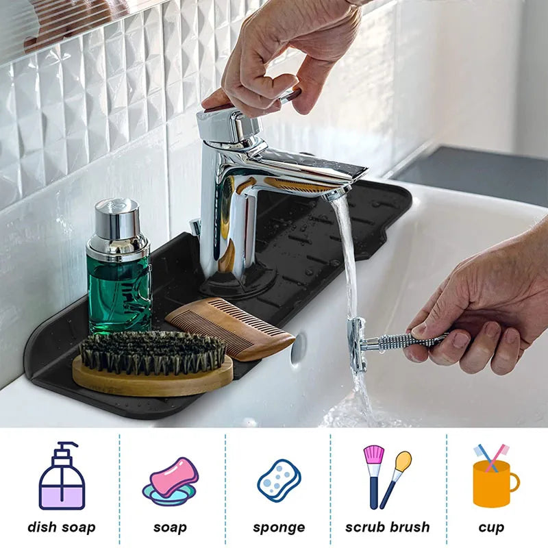 Kitchen Silicone Faucet Absorbent Mat Sink Splash Guard Drain Pad Quick Dry Countertop Protector for Bathroom Kitchen Gadgets