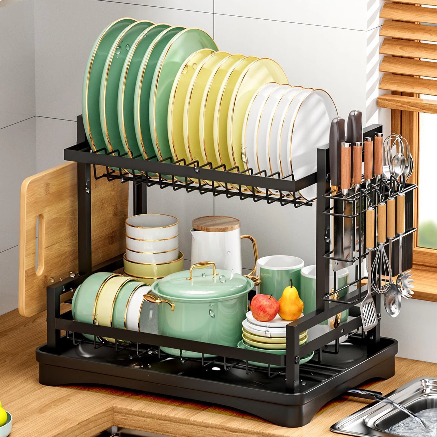 2-Tier Rustproof Dish Drainer Rack – Dry Smarter, Not Harder
