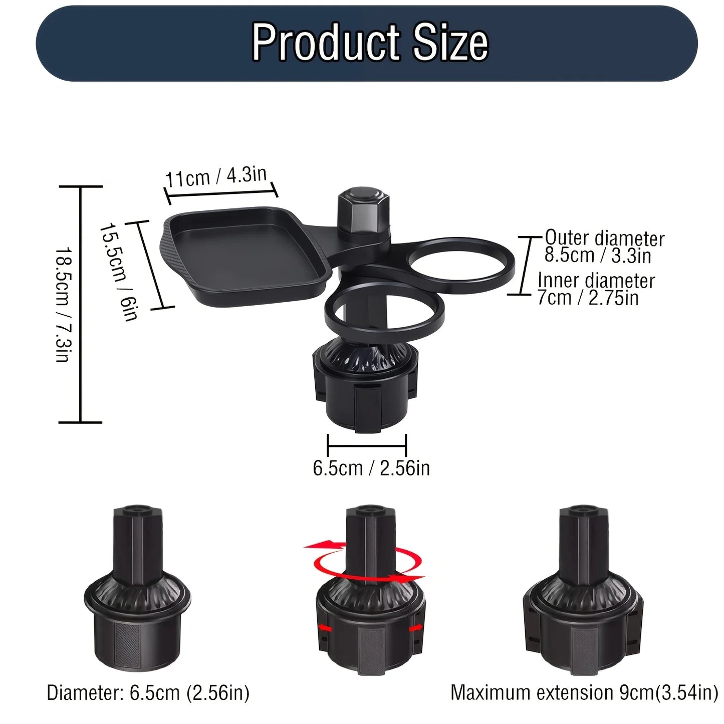 🚗 4-in-1 Multifunctional Car Cup Holder Tray 🍔📱🥤