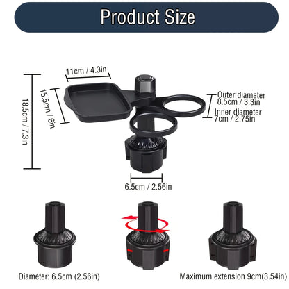 🚗 4-in-1 Multifunctional Car Cup Holder Tray 🍔📱🥤