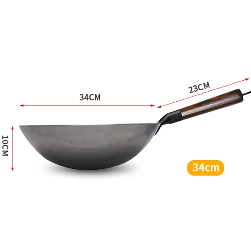 🔥 Hoge temperatuur gesmeed ijzeren wok – Duurzaam, antiaanbak en direct klaar voor gebruik! 🍳✨