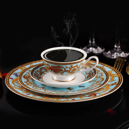 🦋 Blue Butterfly Bone China Set – Eat, Sip & Smile!