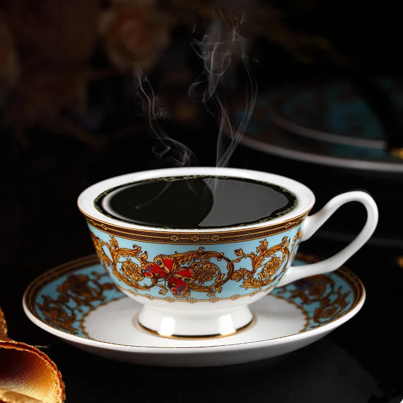 🦋 Blue Butterfly Bone China Set – Eat, Sip & Smile!