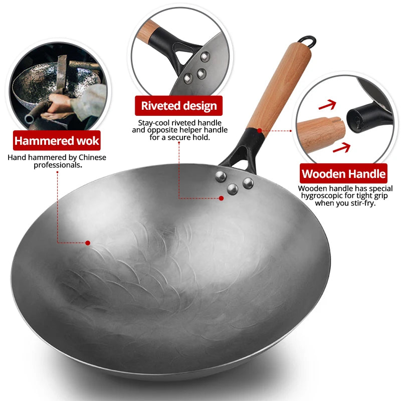 🍳 Handgesmeed Chinese ijzeren wok – Traditie ontmoet duurzaamheid! 🔨✨