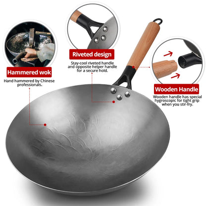 🍳 Handgesmeed Chinese ijzeren wok – Traditie ontmoet duurzaamheid! 🔨✨
