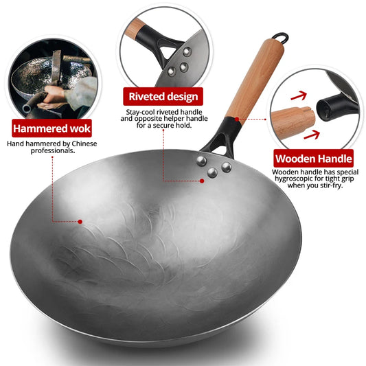🍳 Hand-Forged Chinese Iron Wok – Tradition Meets Durability! 🔨✨