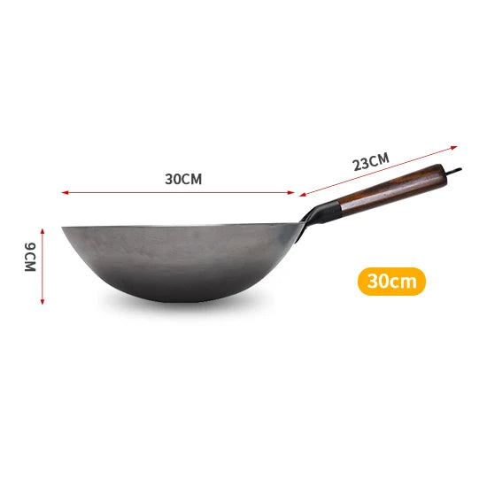 🔥 Hoge temperatuur gesmeed ijzeren wok – Duurzaam, antiaanbak en direct klaar voor gebruik! 🍳✨