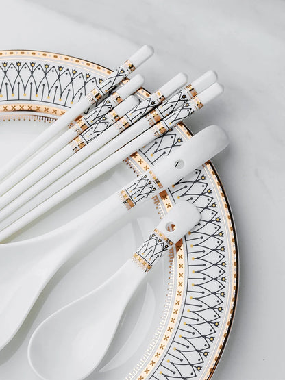 🍽 AmoryLuz Hand-Painted Bone China Dinner Set