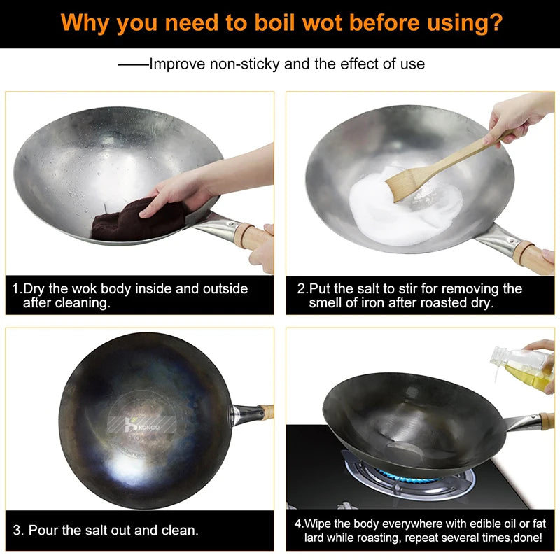 🔥 Konco Non-Coating Iron Wok – Durable, Healthy & Perfect for Everyday Cooking! 🍳✨