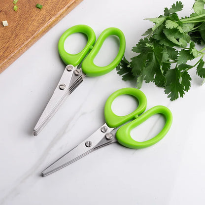 Roestvrijstalen keuken schaar met 3/5 lagen, peper- en kruiden schaar, gesneden en gehakte lente-uitjes snijder, lasergesneden kookgereedschap