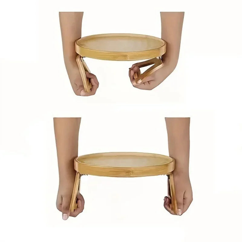 🛋️ Opvouwbare houten bankarmsteun – Praktische snack- en opbergtafel voor in huis 🍵📚