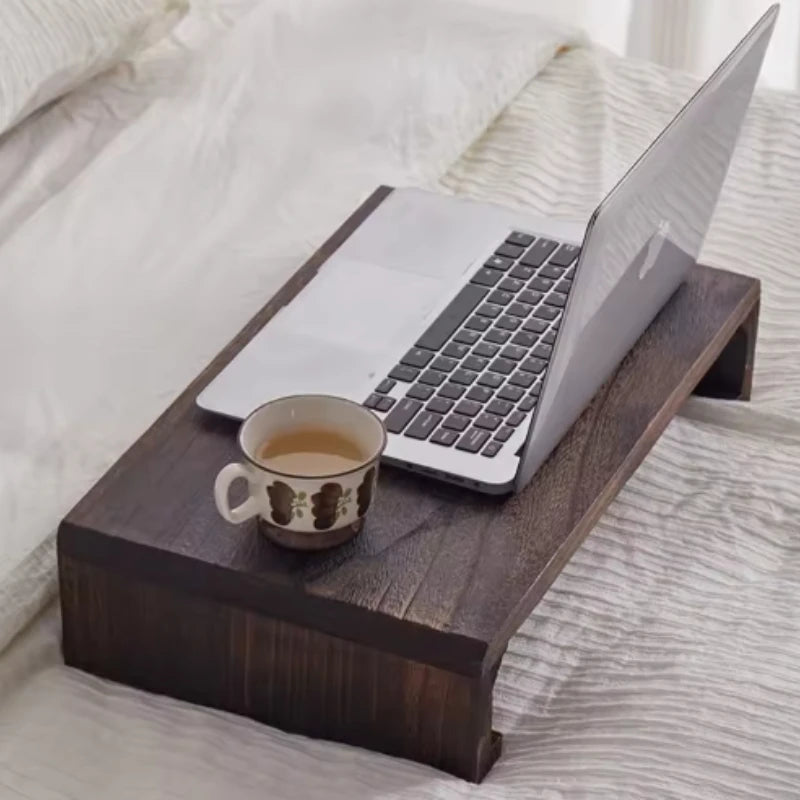 🪵 Rectangle Wooden Bed Table with Foldable Legs ☕🛏️