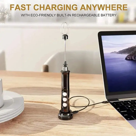 🌀 3-Speed Rechargeable Milk Frother – Café-Quality Foam at Your Fingertips! ☕✨