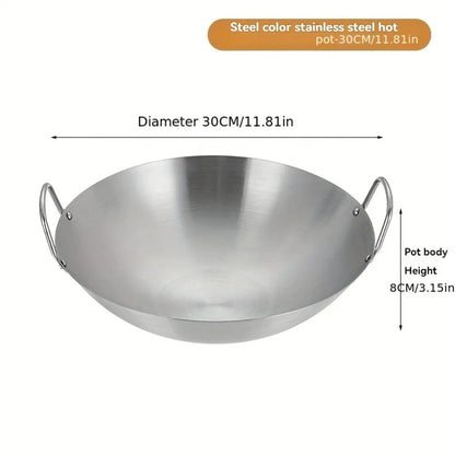 ⚡ Premium Stainless Steel Wok – Non-Stick, Rust-Proof & Durable! 🍳✨