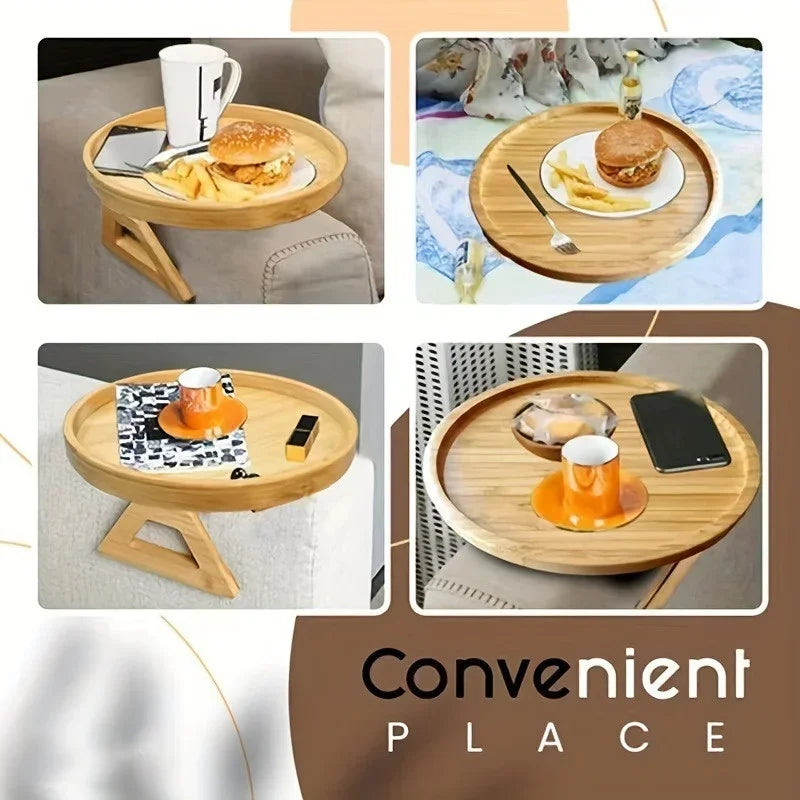 🛋️ Opvouwbare houten bankarmsteun – Praktische snack- en opbergtafel voor in huis 🍵📚