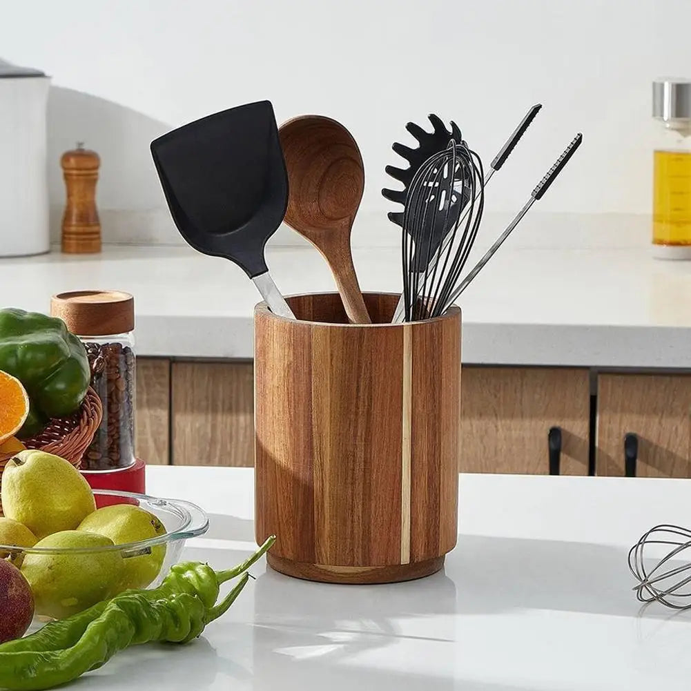 🌿 360° Rotating Wooden Kitchen Organizer – Tableware Storage Rack 🍴