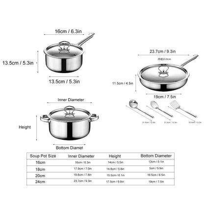 🥘 Premium 15pcs Stainless Steel Cookware Set