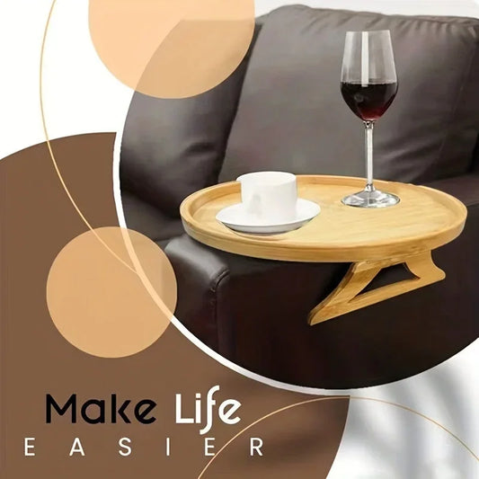 🛋️ Opvouwbare houten bankarmsteun – Praktische snack- en opbergtafel voor in huis 🍵📚