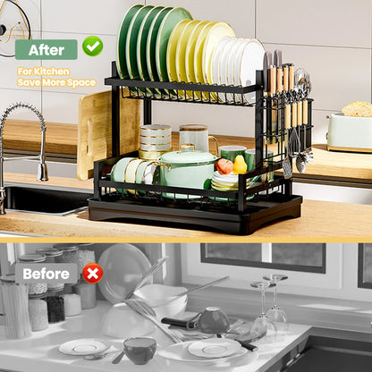 2-Tier Rustproof Dish Drainer Rack – Dry Smarter, Not Harder