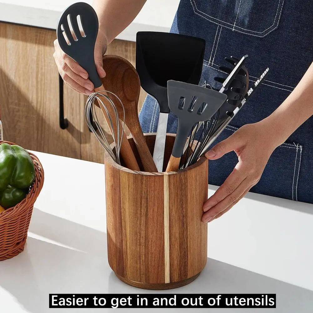 🌿 360° Rotating Wooden Kitchen Organizer – Tableware Storage Rack 🍴