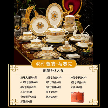 🍽️ DUTRIEUX European Bone China Dinnerware Set – Court Style Elegance ✨