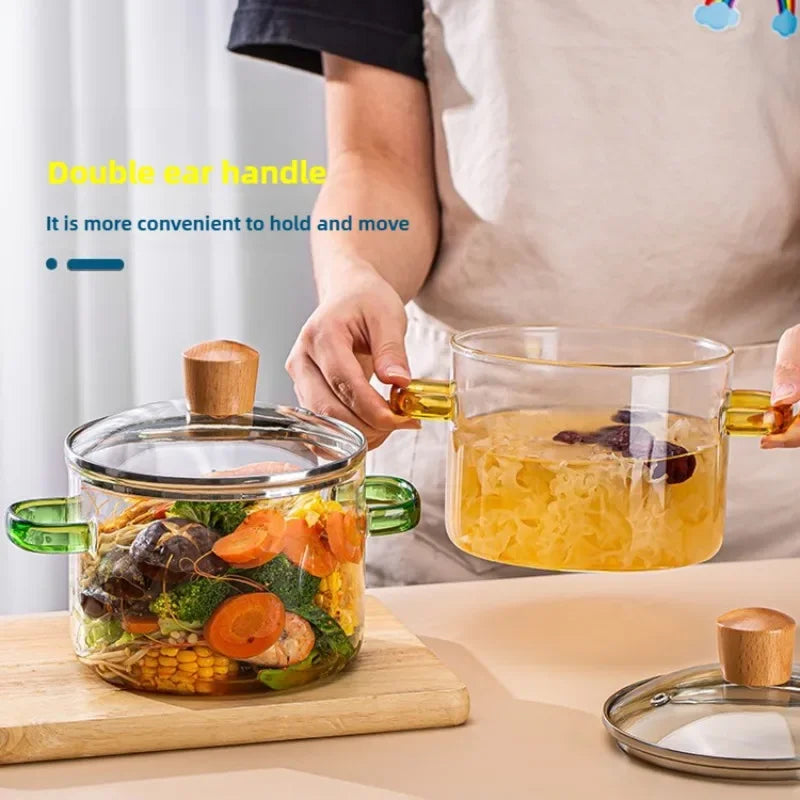 🍲 Transparante glazen soeppot – Hoogwaardig borosilicaatglas, grote capaciteit
