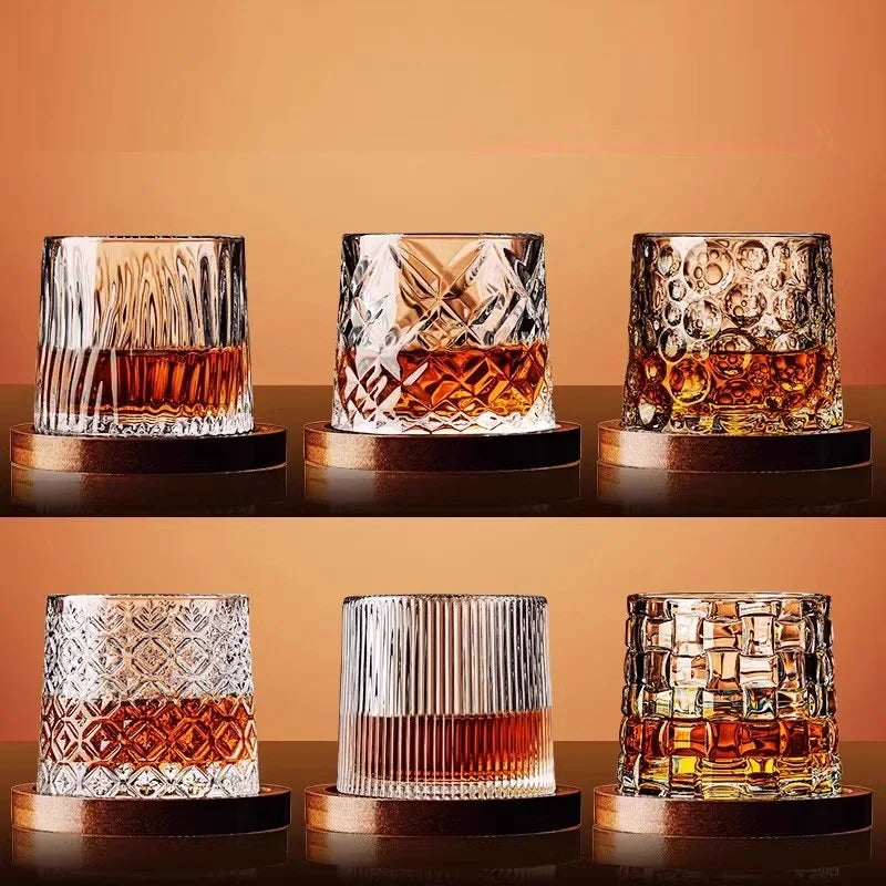 🥃 Nordic Retro Spinning Whiskey Glass — Luxury Meets Playful Design