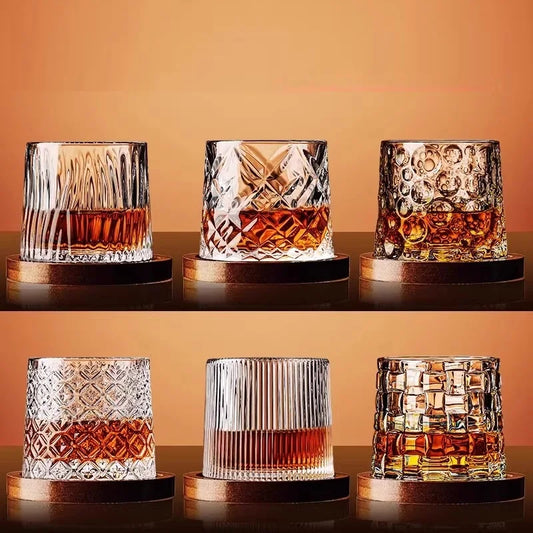 🥃 Nordic Retro Spinning Whiskey Glass — Luxury Meets Playful Design