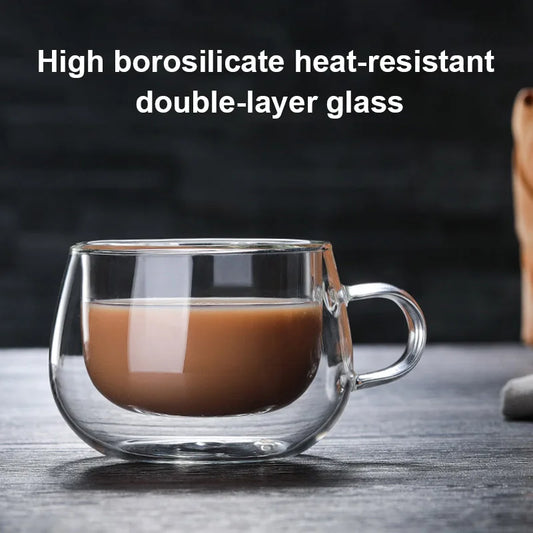 ☕ Double-Layer Heat-Resistant Glass Coffee Cup with Handle