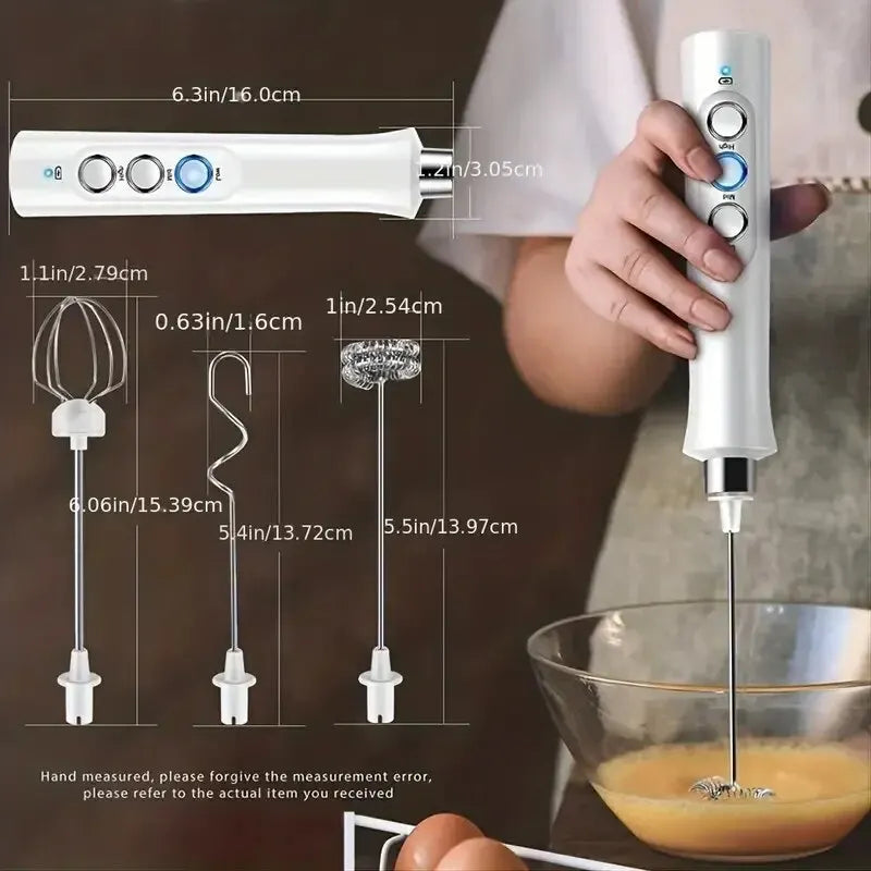 🌀 3-Speed Rechargeable Milk Frother – Café-Quality Foam at Your Fingertips! ☕✨