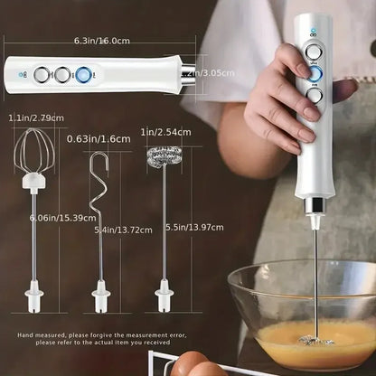 🌀 3-Speed Rechargeable Milk Frother – Café-Quality Foam at Your Fingertips! ☕✨