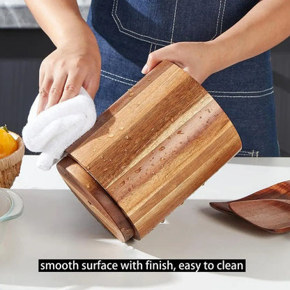🌿 360° Rotating Wooden Kitchen Organizer – Tableware Storage Rack 🍴
