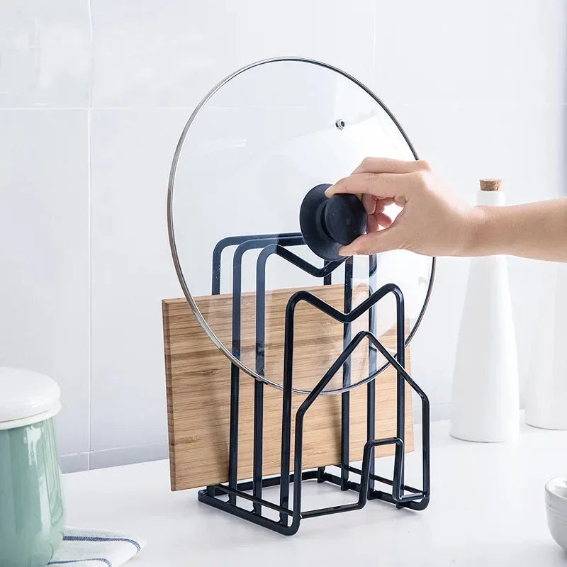 🍳 Pot Lid & Cutting Board Rack – Kitchen Storage Organizer 🗂️