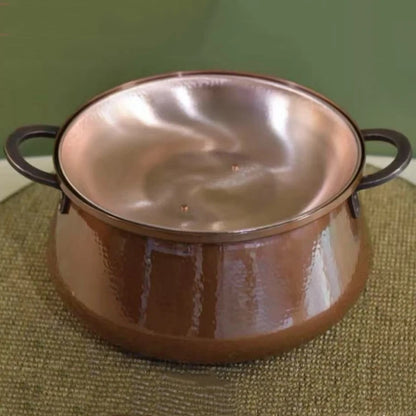 🍲 قدر نحاسي قديم - قدر طهي يدوي الصنع مصقول مع غطاء