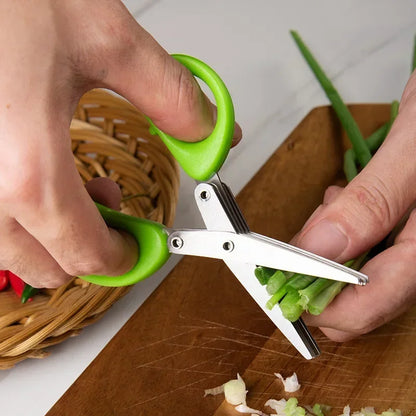 Stainless Steel 3/5 Layer Kitchen Scissors Pepper Herb Scissors Shredded Chopped Scallion Cutter Laser Cut Cooking Tool