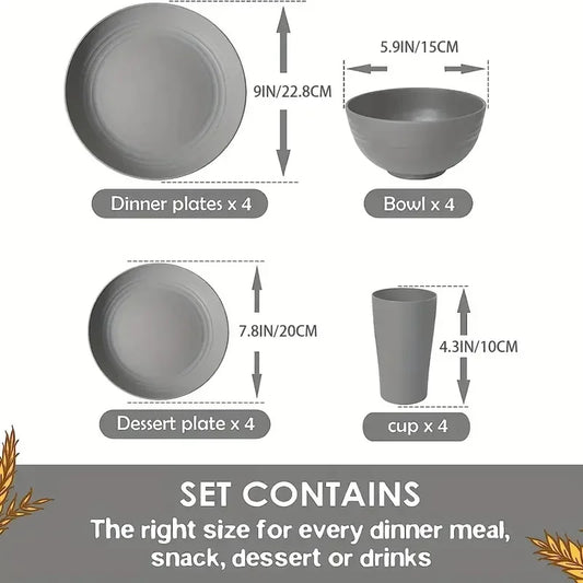 16 Pieces/set  Nordic-Style Dinnerware Set (4-Person) – Simple. Stylish. Practical