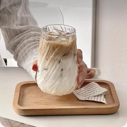 ☕ 400ML gestreepte glazen koffiemok – Stijlvol en functioneel