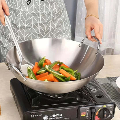 ⚡ Premium Stainless Steel Wok – Non-Stick, Rust-Proof & Durable! 🍳✨