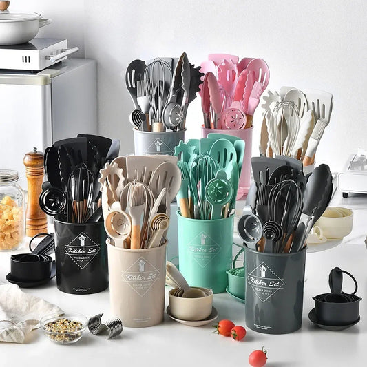 🍳 12-Piece Silicone Kitchen Utensils Set – Cook with Confidence & Style! 🥄🌿