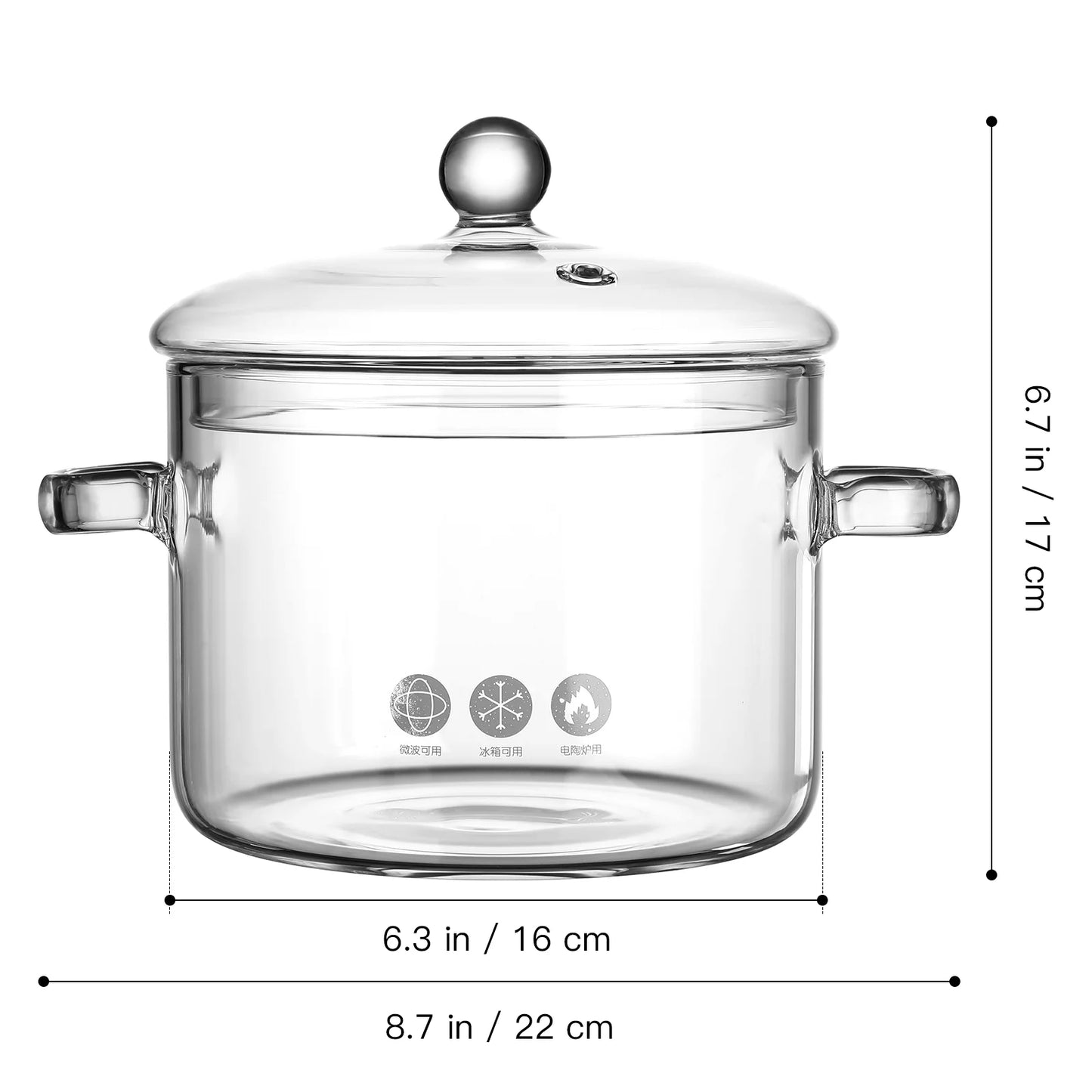 🥣 Premium Borosilicate Glass Cooking Pot — 1.9L