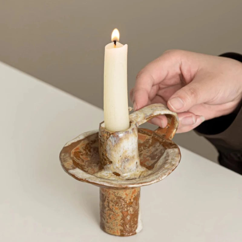 🕯️ حامل شموع شاي ريترو من السيراميك – ديكور أنيق للمنزل والحديقة ✨
