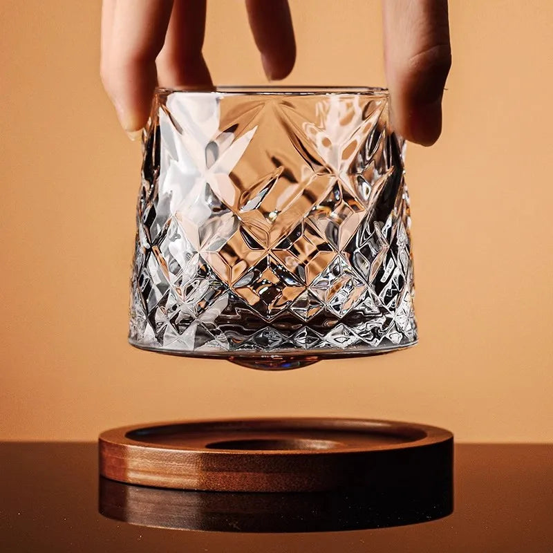 🥃 Nordic Retro Spinning Whiskey Glass — Luxury Meets Playful Design