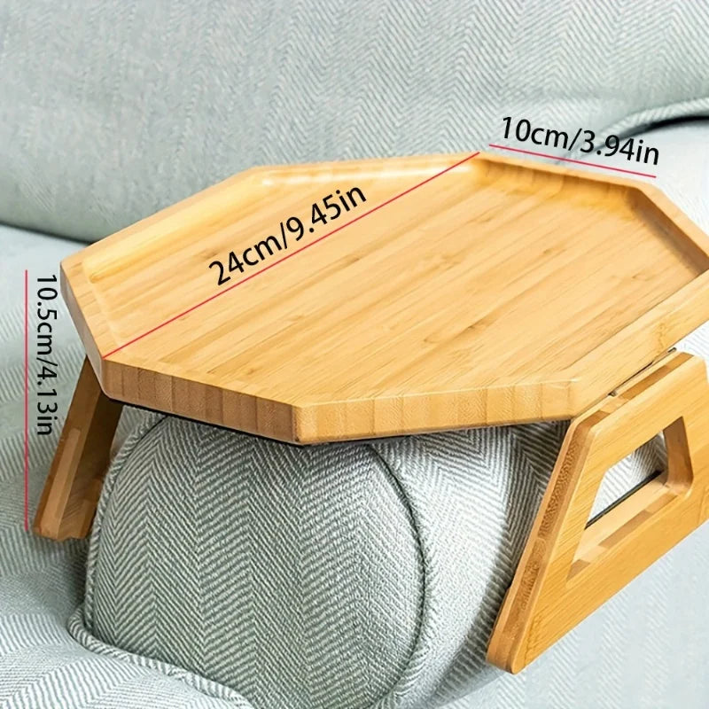🛋️ Opvouwbare houten bankarmsteun – Praktische snack- en opbergtafel voor in huis 🍵📚